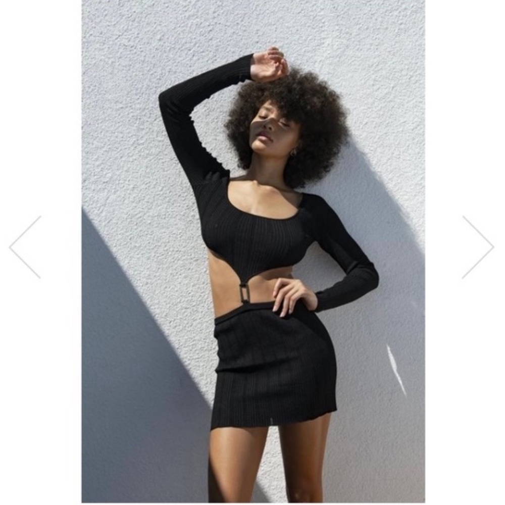 Aya Muse NWT Medium Luna Cut Out Black Mini Dress